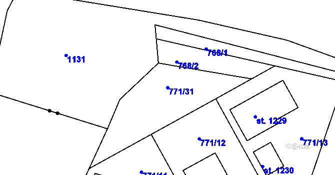 Parcela st. 771/31 v KÚ Nové Benátky, Katastrální mapa
