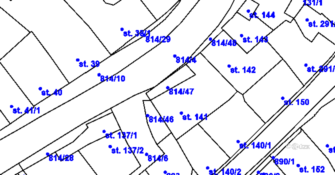 Parcela st. 814/47 v KÚ Nové Benátky, Katastrální mapa