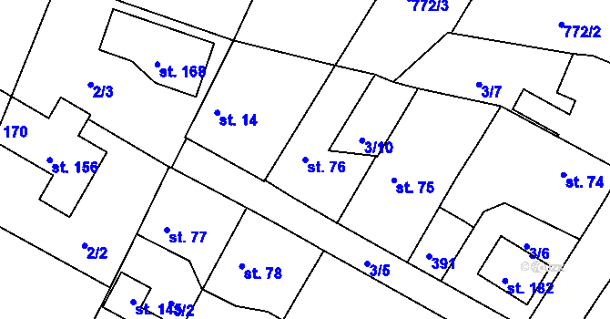 Parcela st. 76 v KÚ Obodř, Katastrální mapa