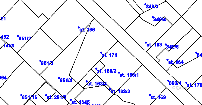 Parcela st. 171 v KÚ Staré Benátky, Katastrální mapa