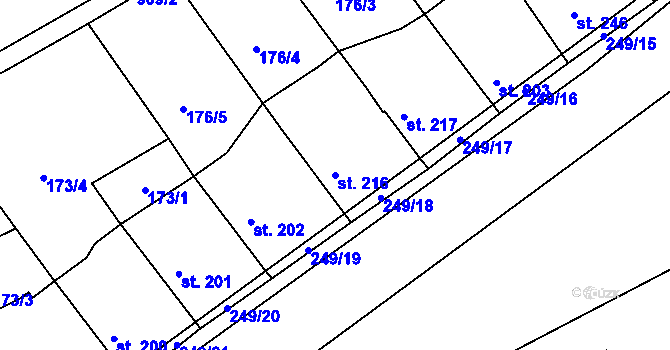 Parcela st. 216 v KÚ Staré Benátky, Katastrální mapa