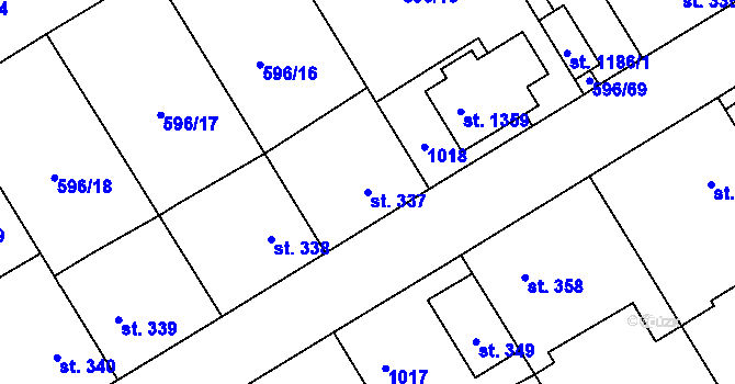 Parcela st. 337 v KÚ Staré Benátky, Katastrální mapa