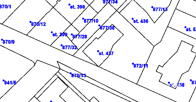 Parcela st. 437 v KÚ Staré Benátky, Katastrální mapa