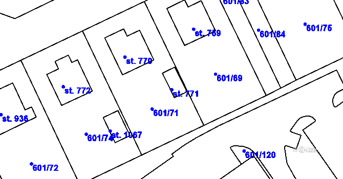 Parcela st. 771 v KÚ Staré Benátky, Katastrální mapa