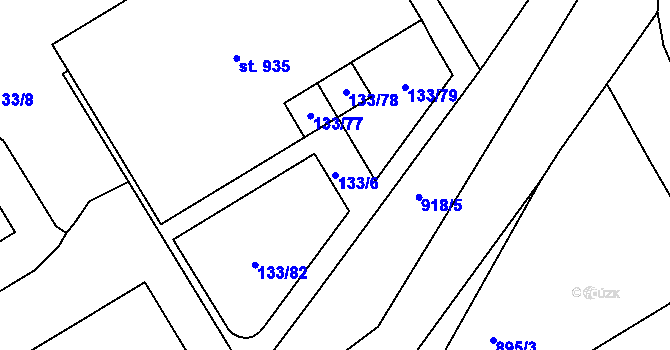 Parcela st. 133/6 v KÚ Staré Benátky, Katastrální mapa