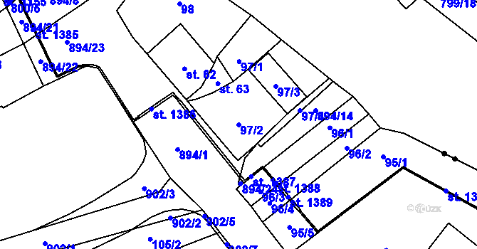 Parcela st. 97/2 v KÚ Staré Benátky, Katastrální mapa
