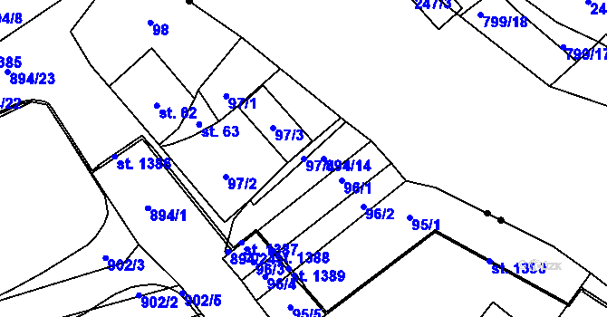 Parcela st. 97/4 v KÚ Staré Benátky, Katastrální mapa