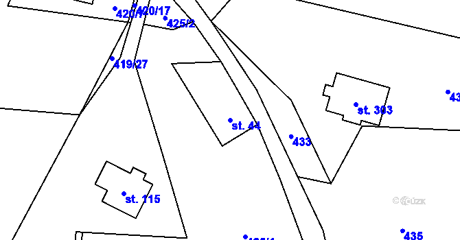 Parcela st. 44 v KÚ Benecko, Katastrální mapa
