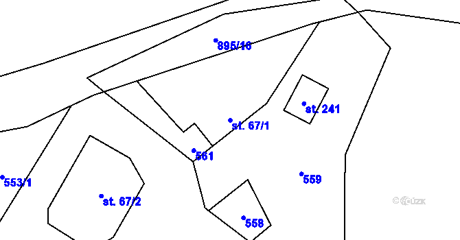 Parcela st. 67/1 v KÚ Benecko, Katastrální mapa