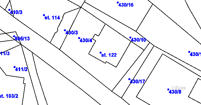 Parcela st. 122 v KÚ Benecko, Katastrální mapa