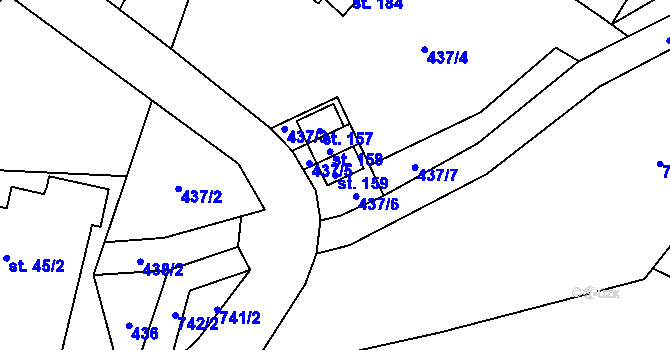 Parcela st. 159 v KÚ Benecko, Katastrální mapa