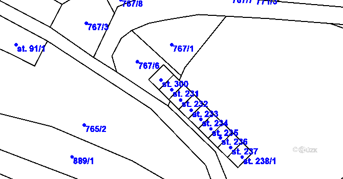 Parcela st. 231 v KÚ Benecko, Katastrální mapa