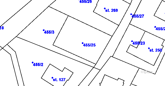 Parcela st. 455/25 v KÚ Benecko, Katastrální mapa