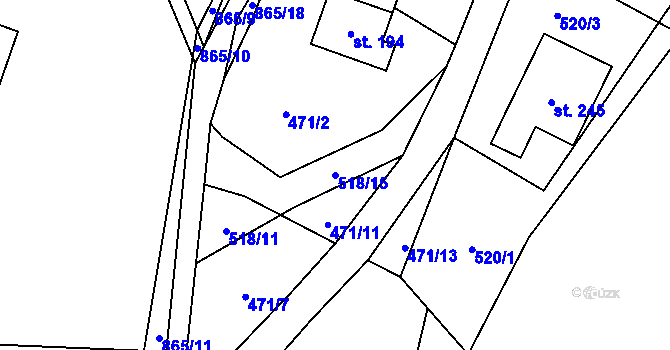 Parcela st. 518/15 v KÚ Benecko, Katastrální mapa