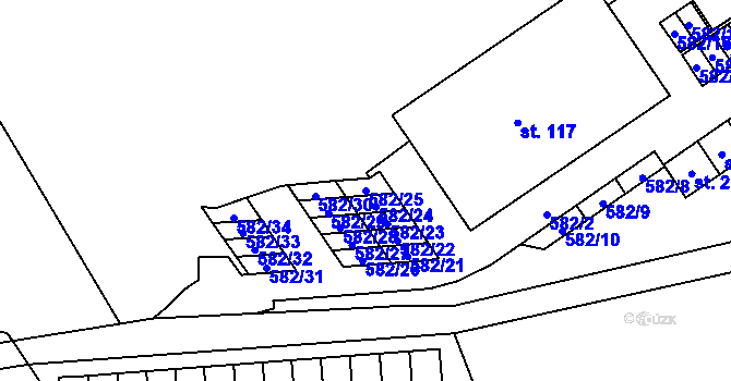 Parcela st. 582/25 v KÚ Benecko, Katastrální mapa