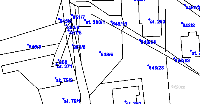 Parcela st. 648/6 v KÚ Benecko, Katastrální mapa