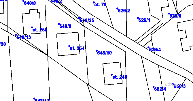 Parcela st. 648/10 v KÚ Benecko, Katastrální mapa