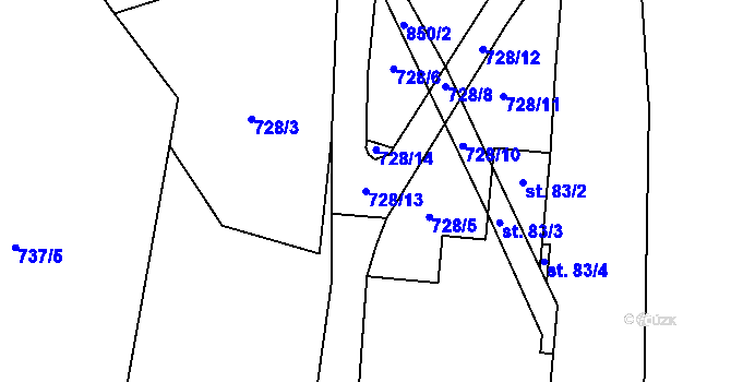Parcela st. 728/13 v KÚ Benecko, Katastrální mapa
