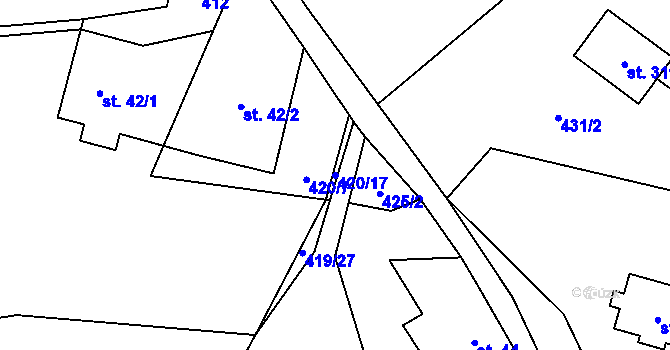 Parcela st. 420/17 v KÚ Benecko, Katastrální mapa