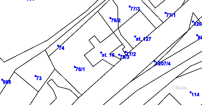 Parcela st. 16 v KÚ Dolní Štěpanice, Katastrální mapa