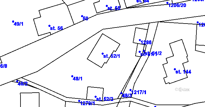 Parcela st. 52/1 v KÚ Dolní Štěpanice, Katastrální mapa