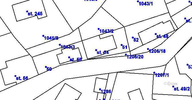 Parcela st. 54 v KÚ Dolní Štěpanice, Katastrální mapa