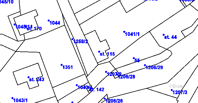 Parcela st. 115 v KÚ Dolní Štěpanice, Katastrální mapa