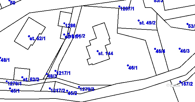Parcela st. 144 v KÚ Dolní Štěpanice, Katastrální mapa