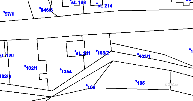 Parcela st. 103/2 v KÚ Dolní Štěpanice, Katastrální mapa