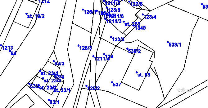 Parcela st. 124 v KÚ Dolní Štěpanice, Katastrální mapa