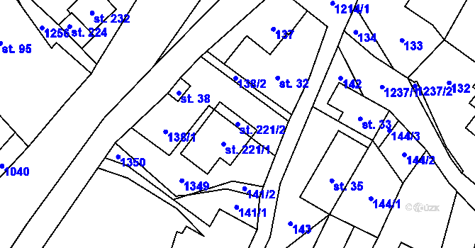 Parcela st. 221/2 v KÚ Dolní Štěpanice, Katastrální mapa