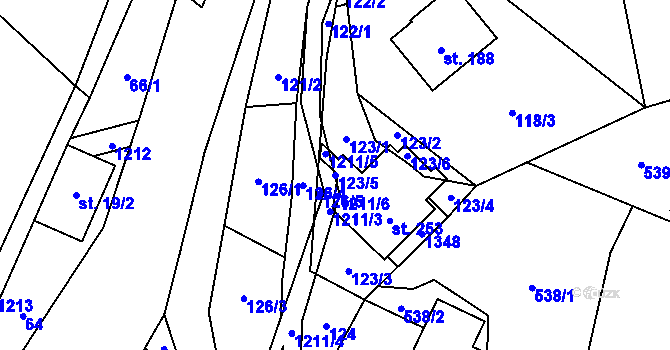 Parcela st. 123/5 v KÚ Dolní Štěpanice, Katastrální mapa