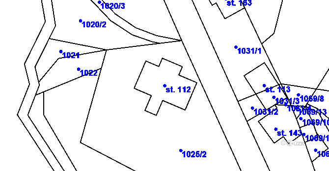 Parcela st. 112 v KÚ Horní Štěpanice, Katastrální mapa