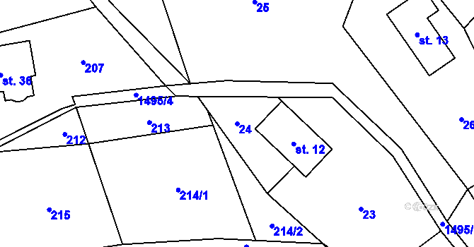 Parcela st. 24 v KÚ Horní Štěpanice, Katastrální mapa