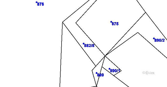 Parcela st. 882/8 v KÚ Horní Štěpanice, Katastrální mapa