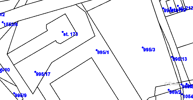 Parcela st. 995/1 v KÚ Horní Štěpanice, Katastrální mapa