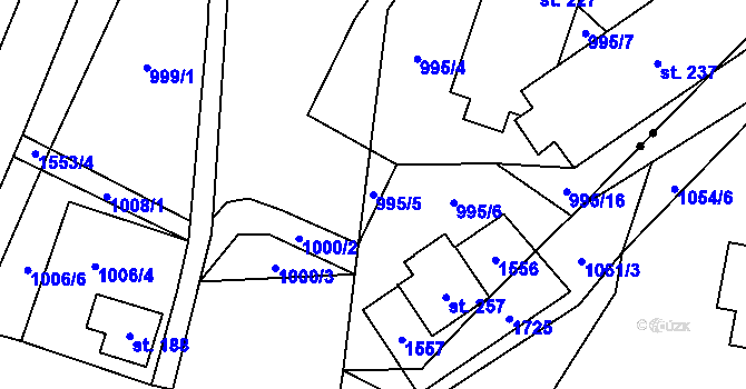 Parcela st. 995/5 v KÚ Horní Štěpanice, Katastrální mapa