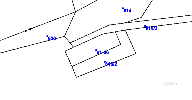 Parcela st. 56 v KÚ Mrklov, Katastrální mapa
