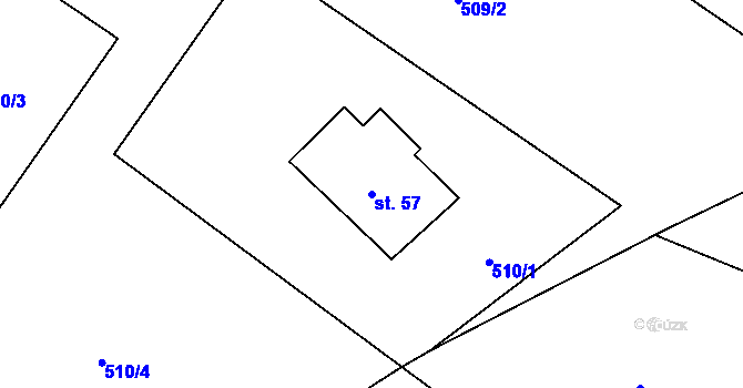 Parcela st. 57 v KÚ Mrklov, Katastrální mapa