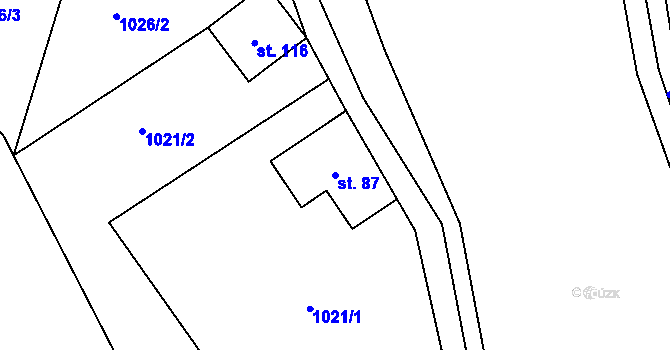 Parcela st. 87 v KÚ Mrklov, Katastrální mapa