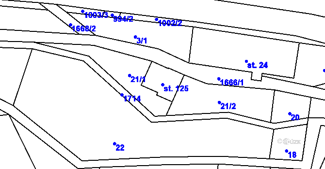 Parcela st. 125 v KÚ Mrklov, Katastrální mapa