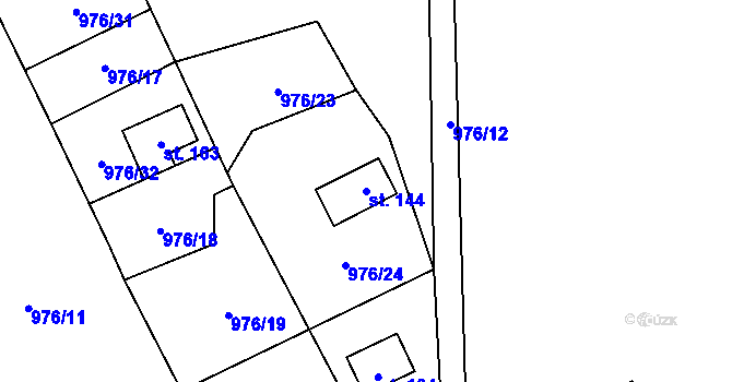 Parcela st. 144 v KÚ Mrklov, Katastrální mapa