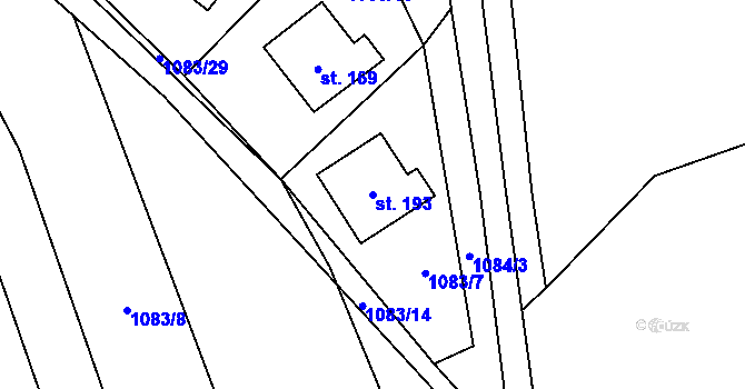 Parcela st. 193 v KÚ Mrklov, Katastrální mapa