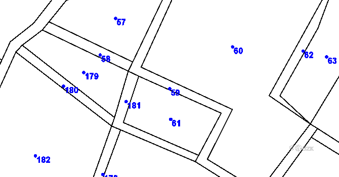 Parcela st. 59 v KÚ Mrklov, Katastrální mapa