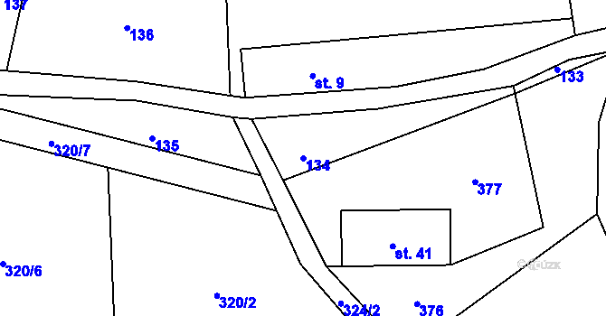 Parcela st. 134 v KÚ Mrklov, Katastrální mapa