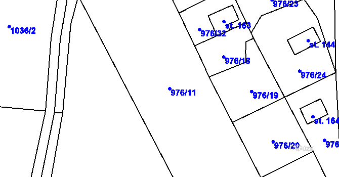 Parcela st. 976/11 v KÚ Mrklov, Katastrální mapa