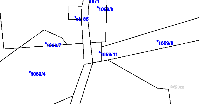 Parcela st. 1059/11 v KÚ Mrklov, Katastrální mapa