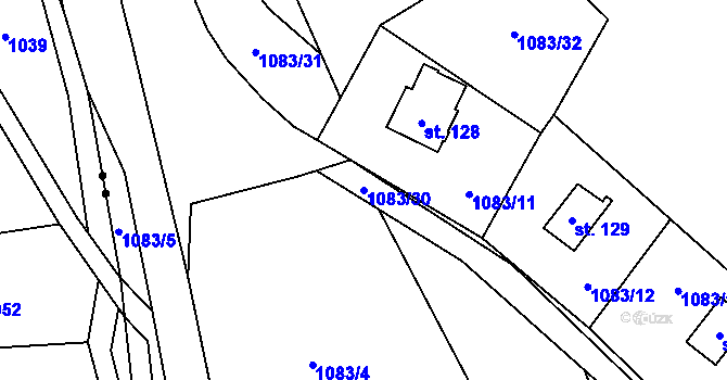 Parcela st. 1083/30 v KÚ Mrklov, Katastrální mapa