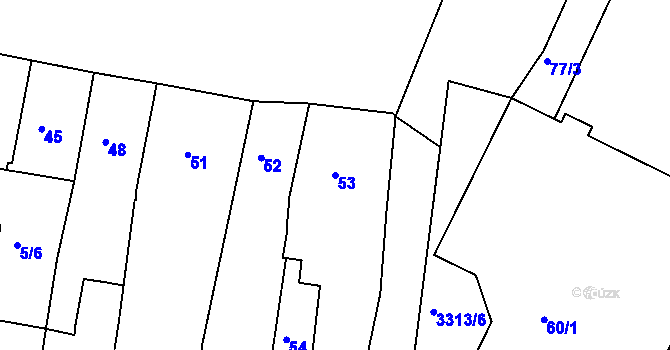 Parcela st. 53 v KÚ Benešov u Prahy, Katastrální mapa