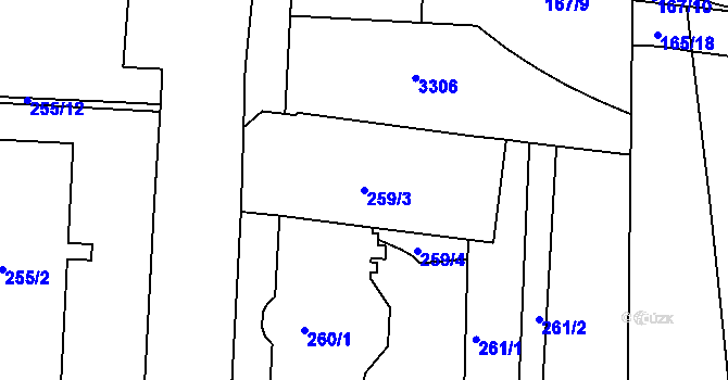 Parcela st. 259/3 v KÚ Benešov u Prahy, Katastrální mapa